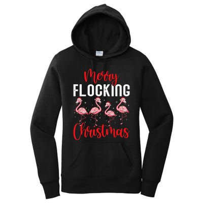 Christmas Merry Flocking Christmas Flamingo Women's Pullover Hoodie