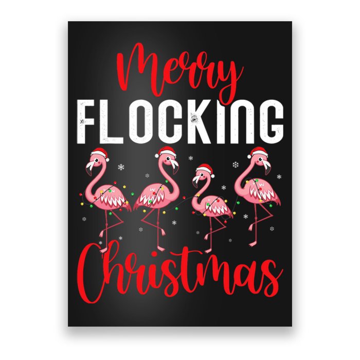 Christmas Merry Flocking Christmas Flamingo Poster