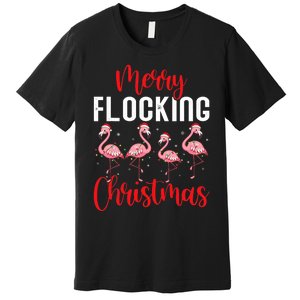 Christmas Merry Flocking Christmas Flamingo Premium T-Shirt