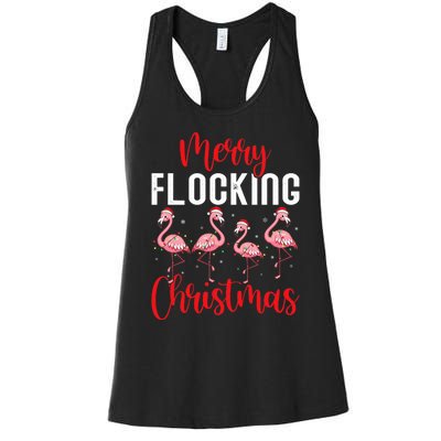 Christmas Merry Flocking Christmas Flamingo Women's Racerback Tank