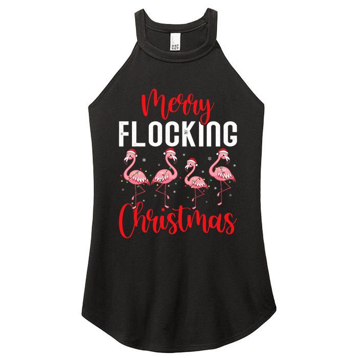 Christmas Merry Flocking Christmas Flamingo Women's Perfect Tri Rocker Tank