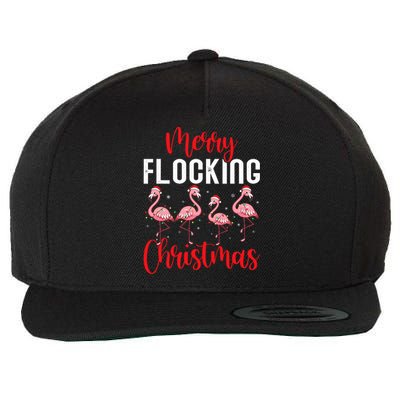 Christmas Merry Flocking Christmas Flamingo Wool Snapback Cap