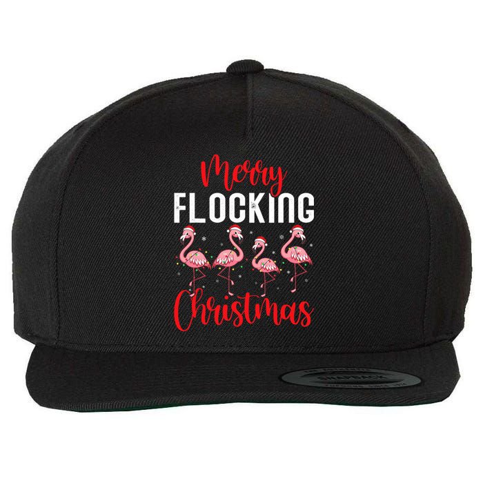 Christmas Merry Flocking Christmas Flamingo Wool Snapback Cap