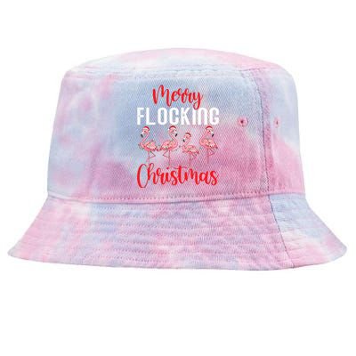 Christmas Merry Flocking Christmas Flamingo Tie-Dyed Bucket Hat