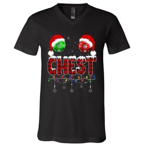 Chestnuts Matching Family Funny Chest Nuts Christmas Couples V-Neck T-Shirt