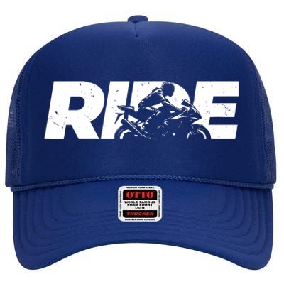 Cool Motorcycle For Sport Ride Motorcycle Rider High Crown Mesh Back Trucker Hat