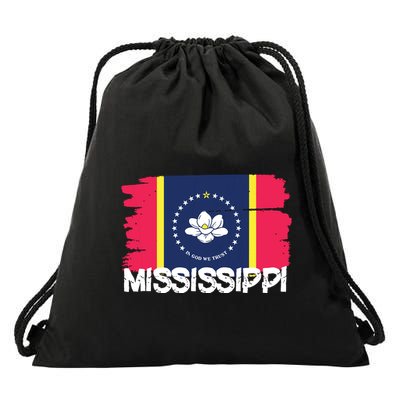 Cool Mississippi Flag Drawstring Bag