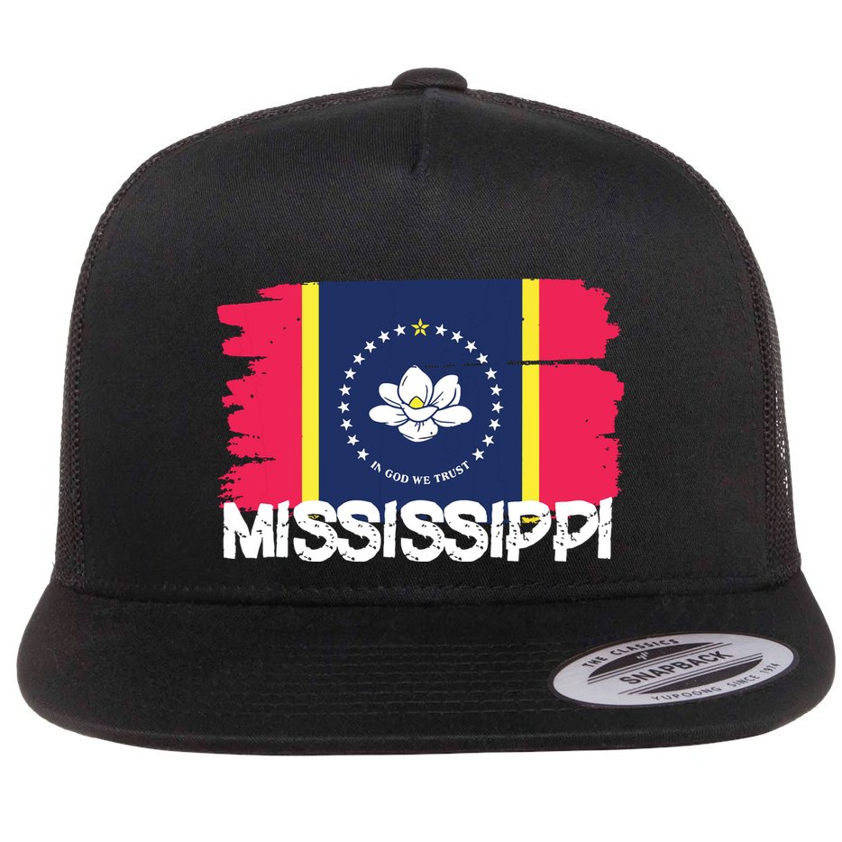 Cool Mississippi Flag Flat Bill Trucker Hat
