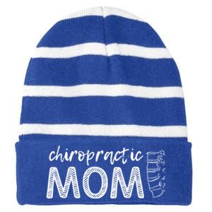 Chiropractic Mom Funny Chiropractor Mother's Day Chiro Humor Cool Gift Striped Beanie with Solid Band