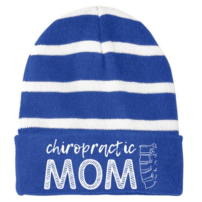 Chiropractic Mom Funny Chiropractor Mother's Day Chiro Humor Cool Gift Striped Beanie with Solid Band