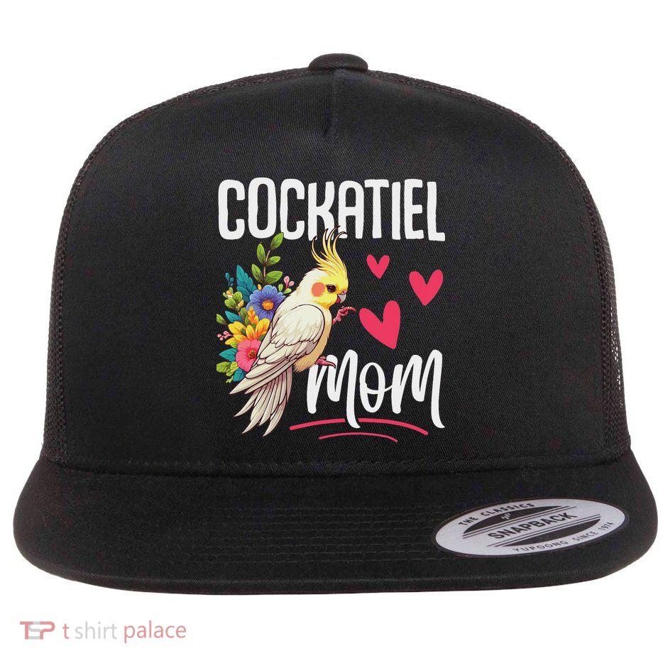 Cockatiel Mom Funny Bird Lover Women Parrot Mom Mother's Day Flat Bill Trucker Hat