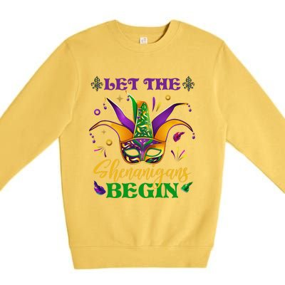 Cute Mardi Gras Mask Let The Shenanigans Begin Premium Crewneck Sweatshirt