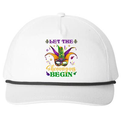 Cute Mardi Gras Mask Let The Shenanigans Begin Snapback Five-Panel Rope Hat