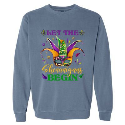 Cute Mardi Gras Mask Let The Shenanigans Begin Garment-Dyed Sweatshirt