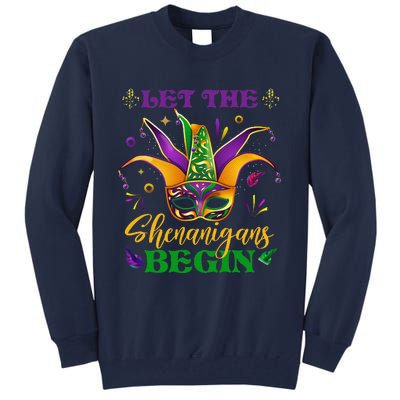 Cute Mardi Gras Mask Let The Shenanigans Begin Tall Sweatshirt