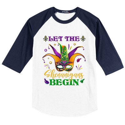 Cute Mardi Gras Mask Let The Shenanigans Begin Baseball Sleeve Shirt