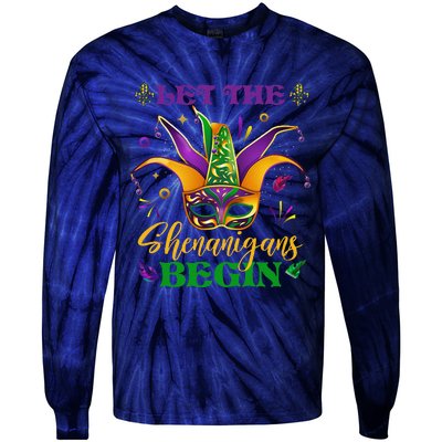 Cute Mardi Gras Mask Let The Shenanigans Begin Tie-Dye Long Sleeve Shirt