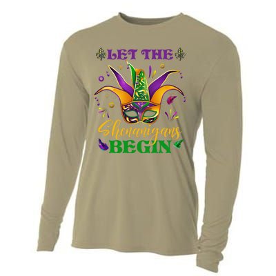 Cute Mardi Gras Mask Let The Shenanigans Begin Cooling Performance Long Sleeve Crew