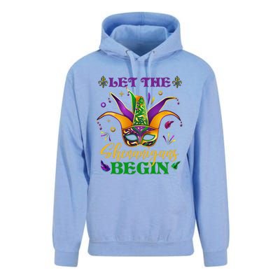 Cute Mardi Gras Mask Let The Shenanigans Begin Unisex Surf Hoodie