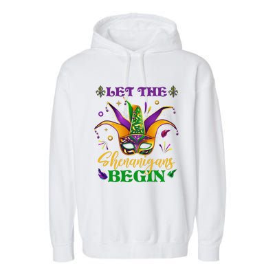 Cute Mardi Gras Mask Let The Shenanigans Begin Garment-Dyed Fleece Hoodie