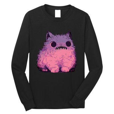Cat Monster Graphic Kawaii Pastel Goth Anime Aesthetic Goth Long Sleeve Shirt