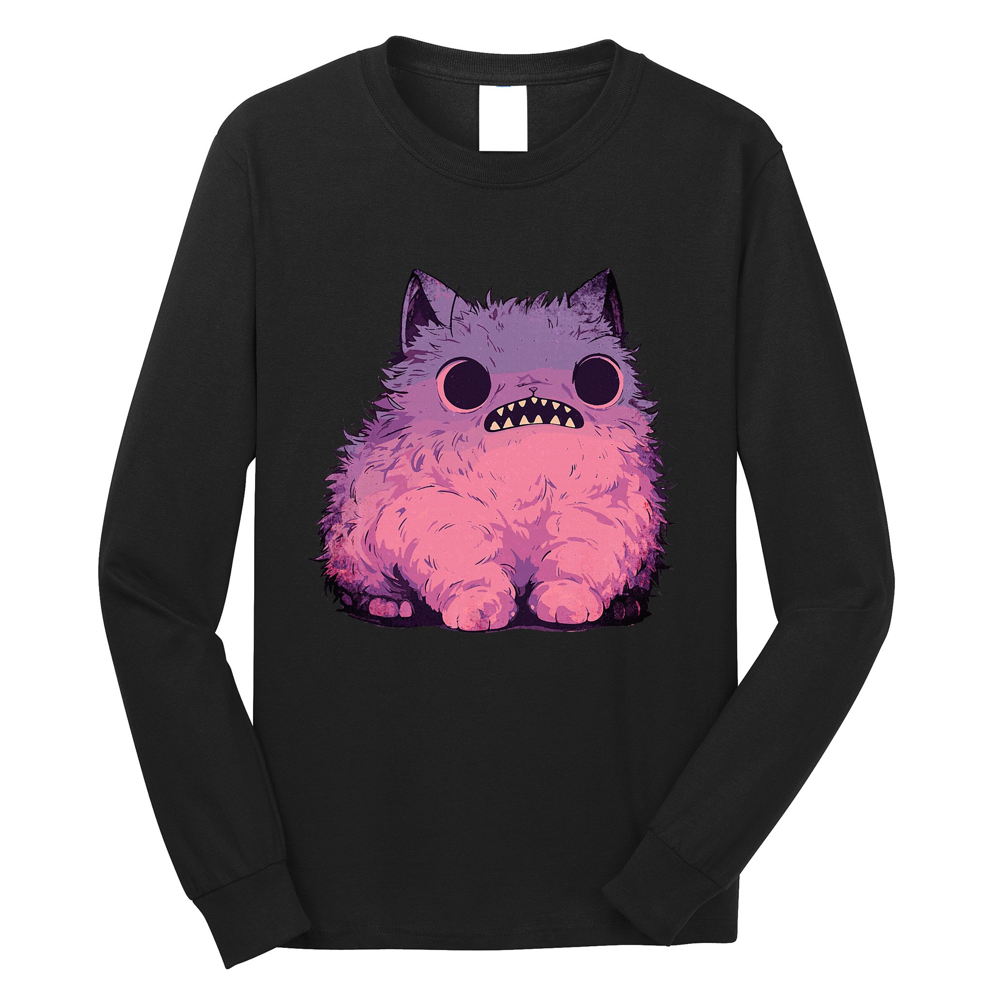 Cat Monster Graphic Kawaii Pastel Goth Anime Aesthetic Goth Long Sleeve Shirt