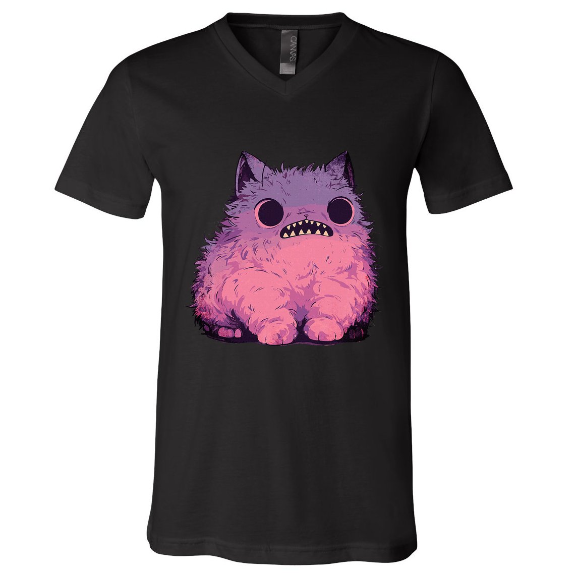 Cat Monster Graphic Kawaii Pastel Goth Anime Aesthetic Goth V-Neck T-Shirt