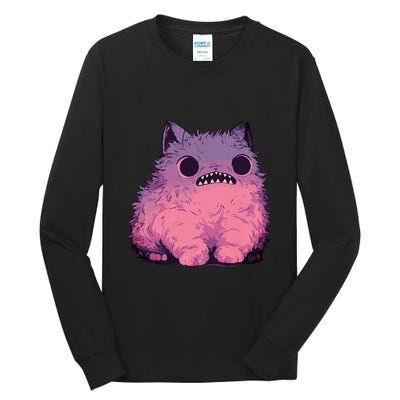 Cat Monster Graphic Kawaii Pastel Goth Anime Aesthetic Goth Tall Long Sleeve T-Shirt