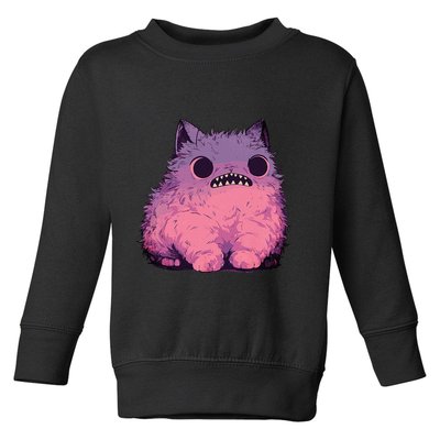 Cat Monster Graphic Kawaii Pastel Goth Anime Aesthetic Goth Toddler Sweatshirt