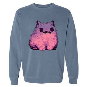 Cat Monster Graphic Kawaii Pastel Goth Anime Aesthetic Goth Garment-Dyed Sweatshirt