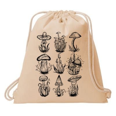 Cottagecore Mushrooms Goblincore Aesthetic Drawstring Bag