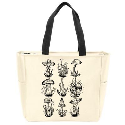 Cottagecore Mushrooms Goblincore Aesthetic Zip Tote Bag