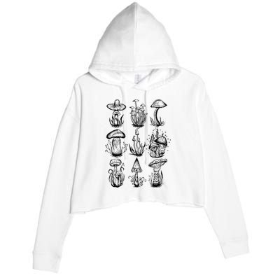 Cottagecore Mushrooms Goblincore Aesthetic Crop Fleece Hoodie