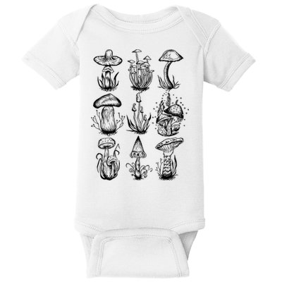 Cottagecore Mushrooms Goblincore Aesthetic Baby Bodysuit