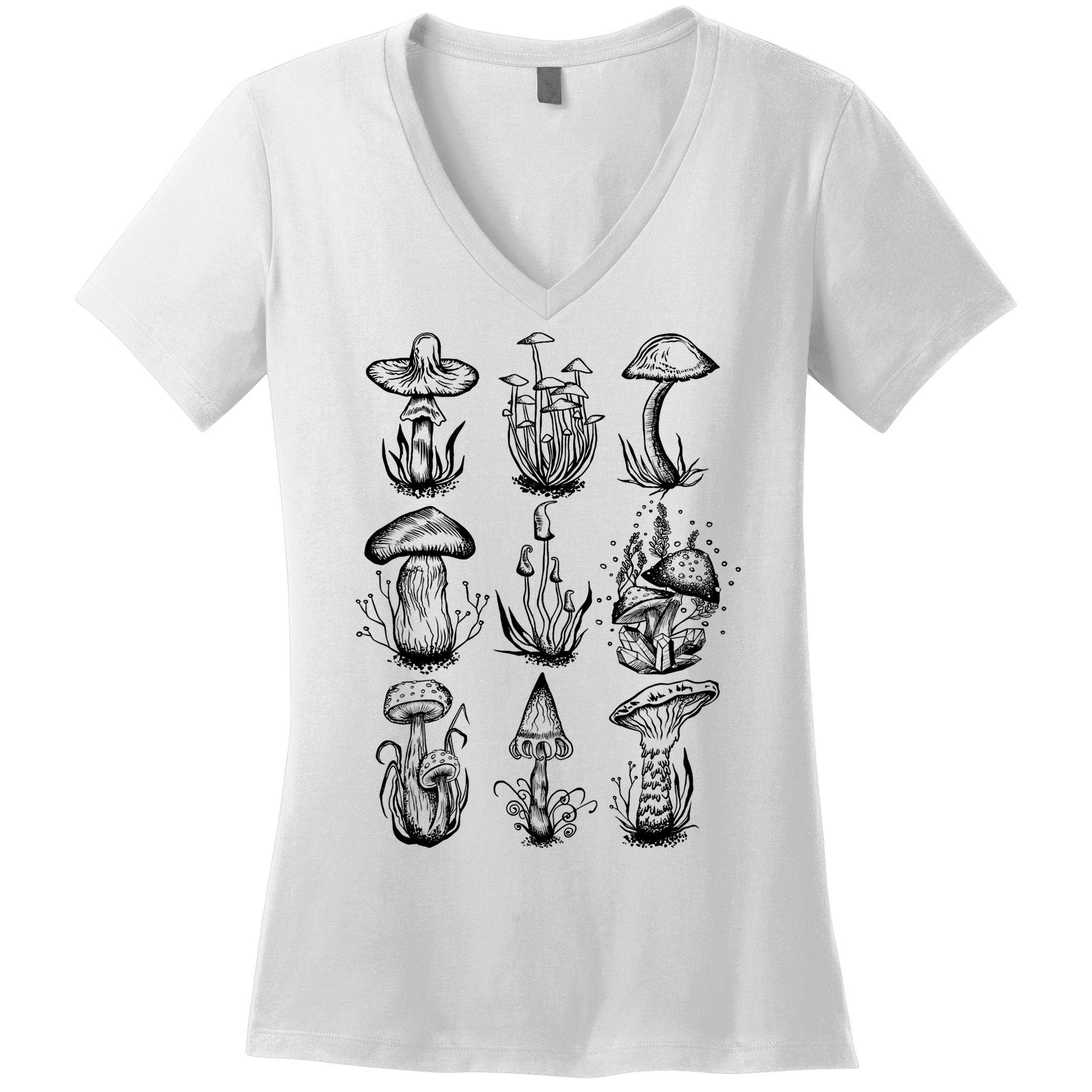Cottagecore Mushrooms Goblincore Aesthetic Women's V-Neck T-Shirt