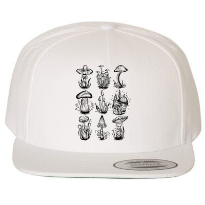 Cottagecore Mushrooms Goblincore Aesthetic Wool Snapback Cap