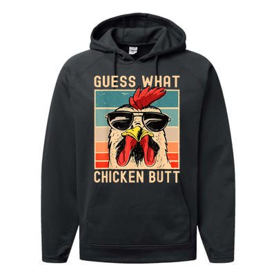 Chicken Meme Guess What Chicken Butt Performance Fleece Hoodie