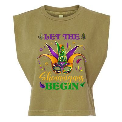 Cute Mardi Gras Mask Let The Shenanigans Begin Garment-Dyed Women's Muscle Tee