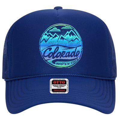 Colorado Mountains Gift Funny Enjoy Colorado Gift High Crown Mesh Back Trucker Hat