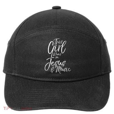 Christian Musician Gift This Girl Runs On Jesus & Music 7-Panel Snapback Hat