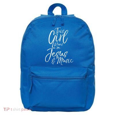 Christian Musician Gift This Girl Runs On Jesus & Music 16 in Basic Backpack
