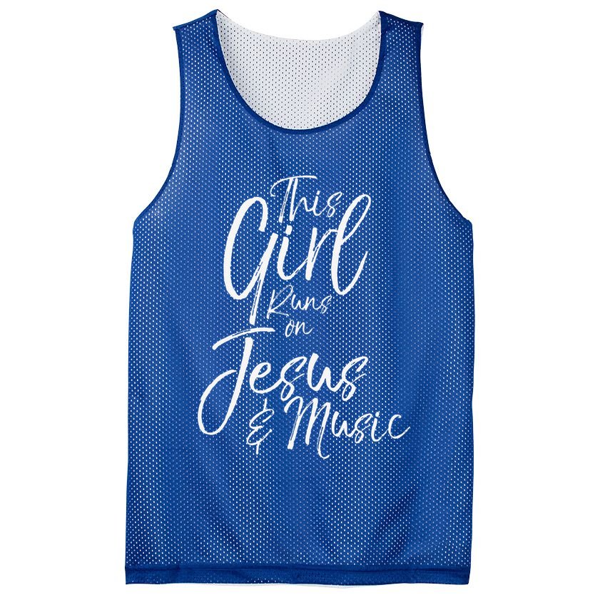 Christian Musician Gift This Girl Runs On Jesus & Music Mesh Reversible Basketball Jersey Tank