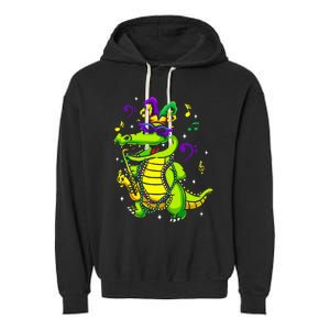 Cute Mardi Gras Alligator Garment-Dyed Fleece Hoodie