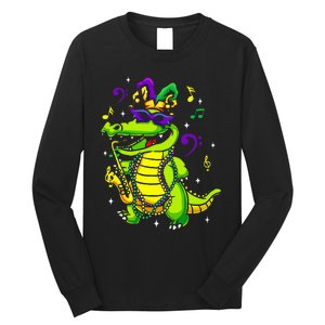 Cute Mardi Gras Alligator Long Sleeve Shirt