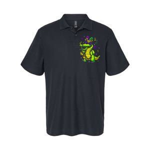 Cute Mardi Gras Alligator Softstyle Adult Sport Polo