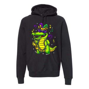 Cute Mardi Gras Alligator Premium Hoodie