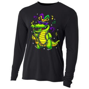 Cute Mardi Gras Alligator Cooling Performance Long Sleeve Crew