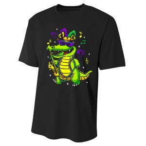 Cute Mardi Gras Alligator Performance Sprint T-Shirt