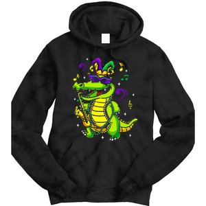 Cute Mardi Gras Alligator Tie Dye Hoodie