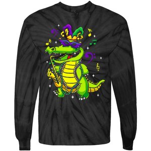 Cute Mardi Gras Alligator Tie-Dye Long Sleeve Shirt